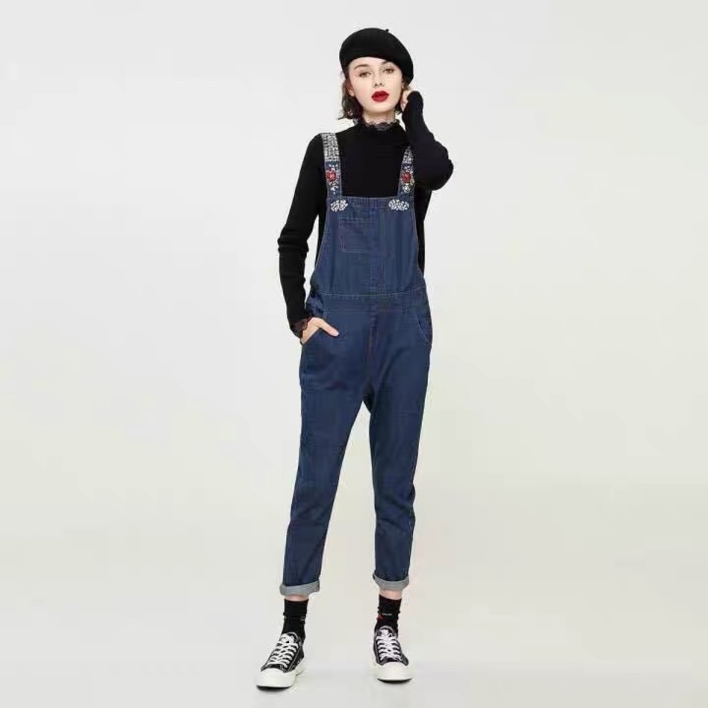 Denim jewel overalls
